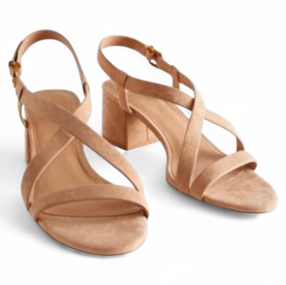 & Other Stories Tan Suede Block Heel Sandals